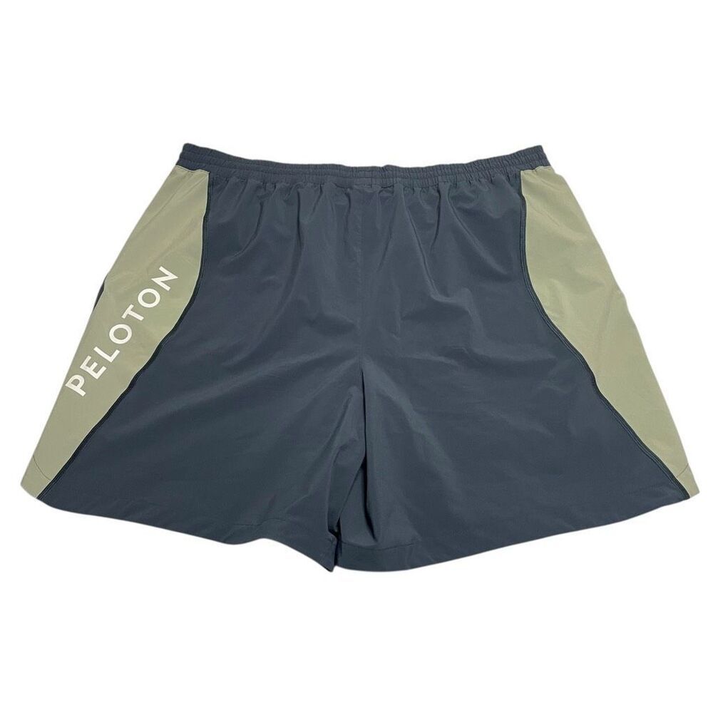 Peloton Shorts Mens XXL Speed 7" Lined Velocity Shorts Elastic Waist Blue & Gree